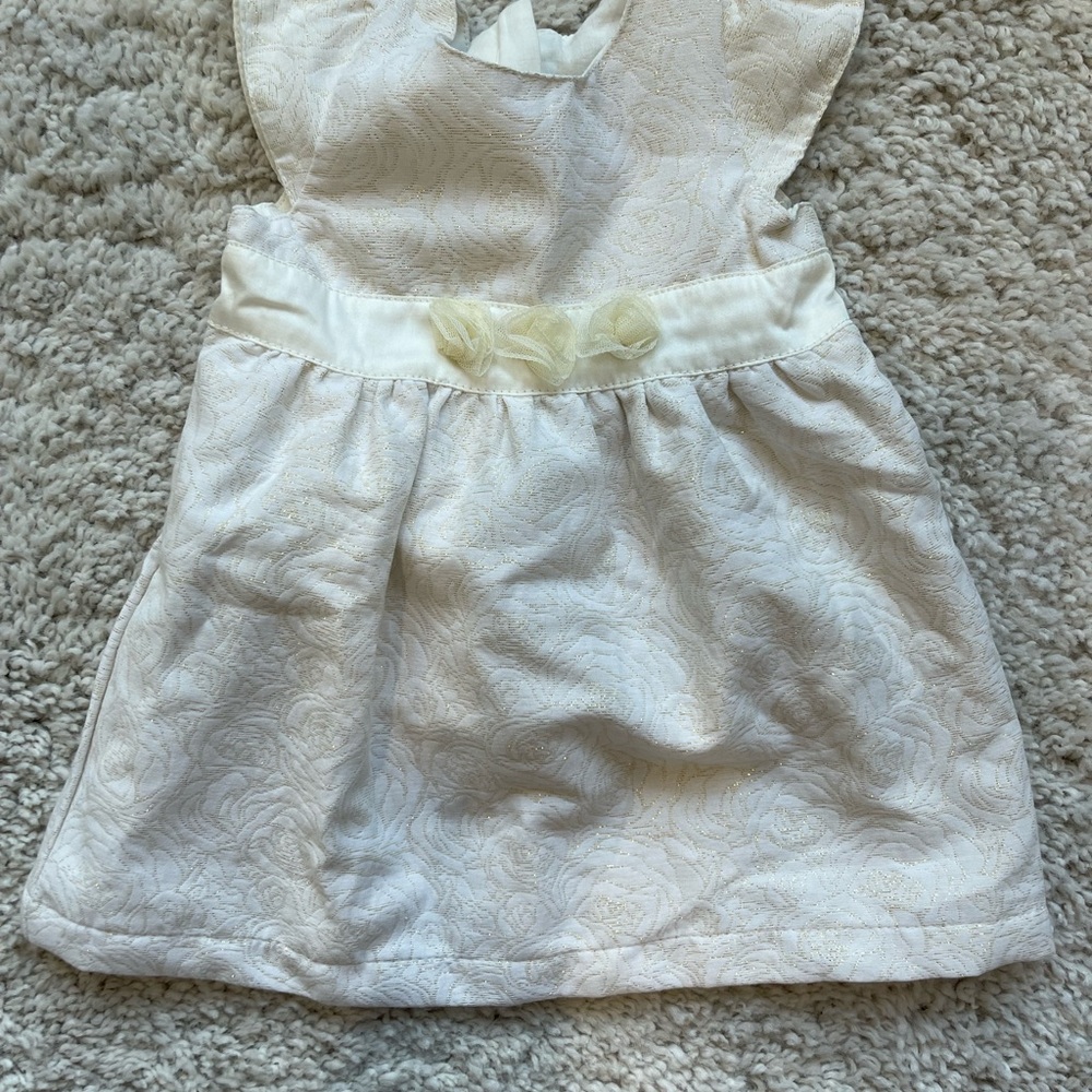NWOT Grain du Ble Ivory Baby Dress with Floral Accents